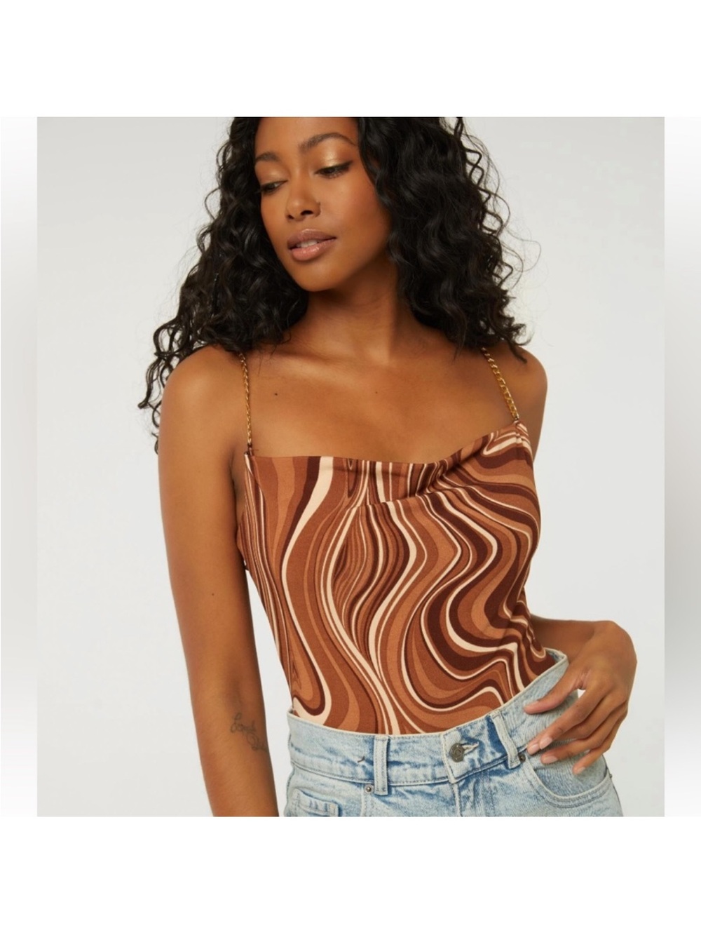 ☀️ Ardene ☀️ brown marble print bodysuit